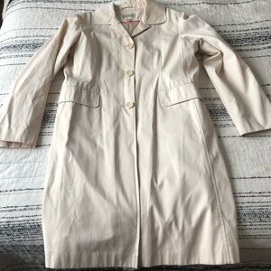 Vintage Talbots Womens Cream Collar Preppy Trench Raincoat Coat Large